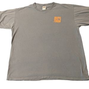 The North Face Blue Gray Short Sleeve Tee with Orange Logo